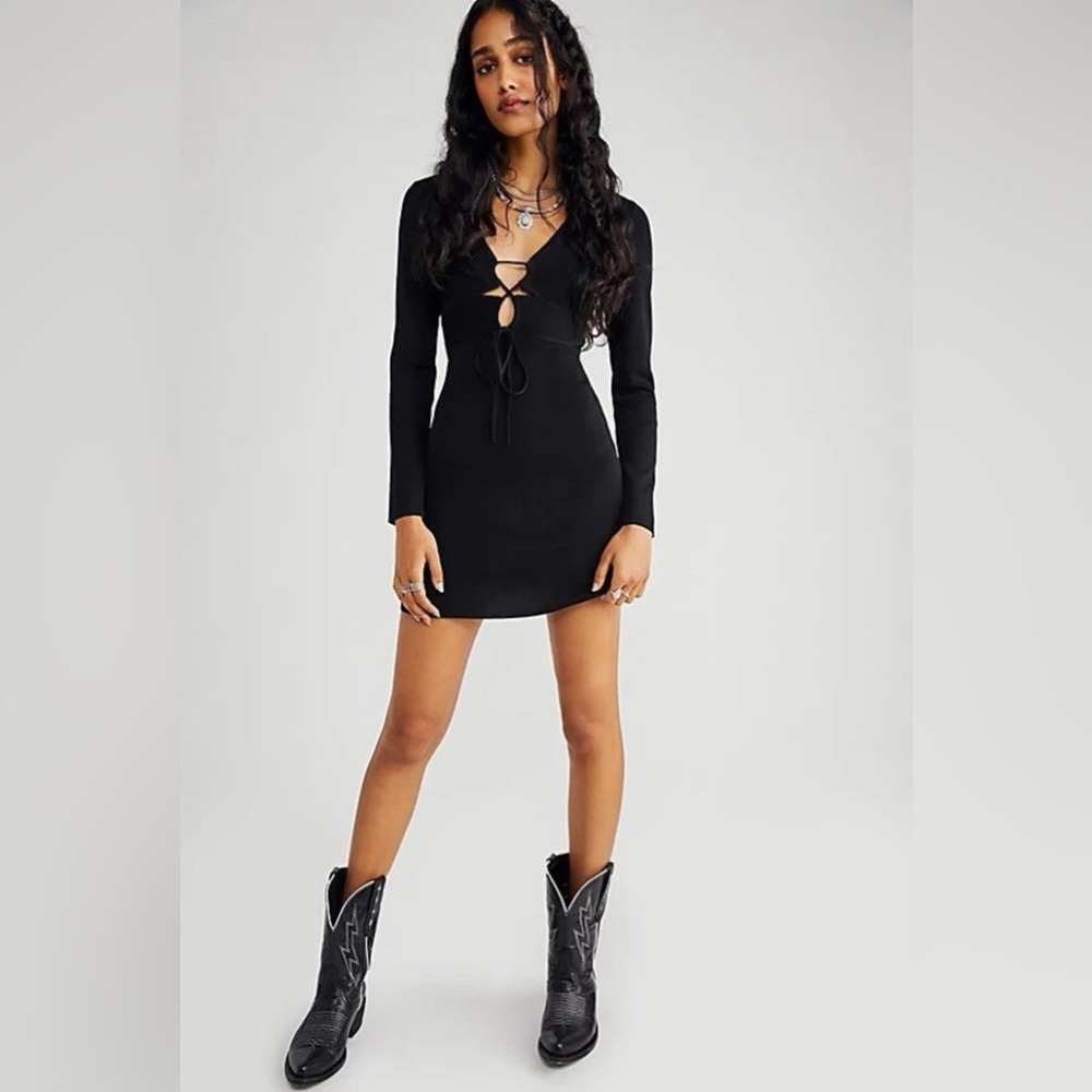 Significant Other Monica Knit Mini Dress in Black - Picture 1 of 7